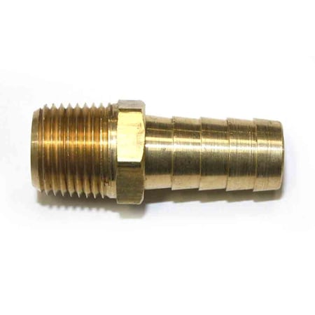 Interstate Pneumatics Brass Hose Barb Fitting, Connector, 1/2 Inch Barb X 3/8 Inch NPT Male End FM68
